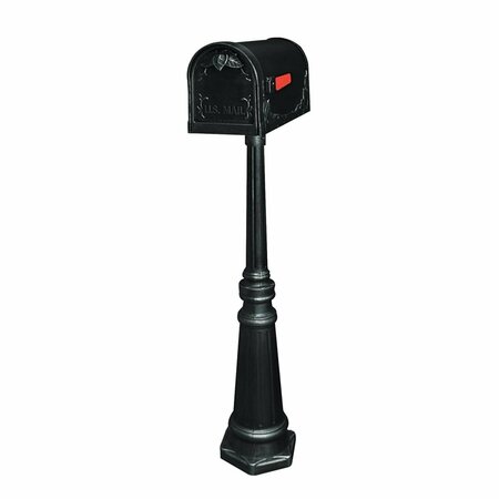SPECIAL LITE PRODUCTS Floral Curbside Mailbox with Tacoma Mailbox Post Unit - Black SCF-1003_SPK-591-BL